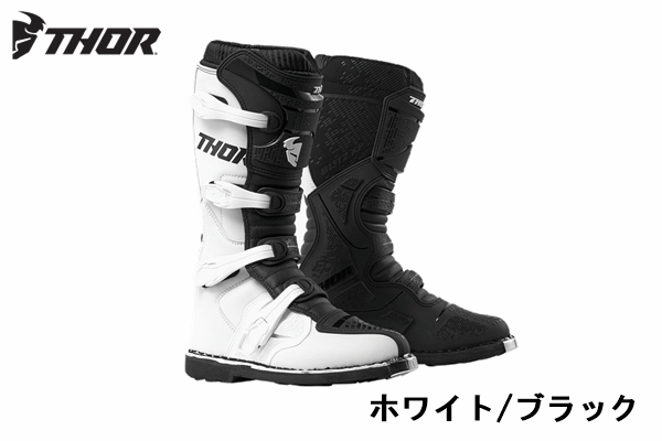 THOR BLITZ XPブーツ:MXフラットソール(ホワイト/ブラック) THOR BLITZ XPブーツ:MXフラットソール(ホワイト/ブラック)